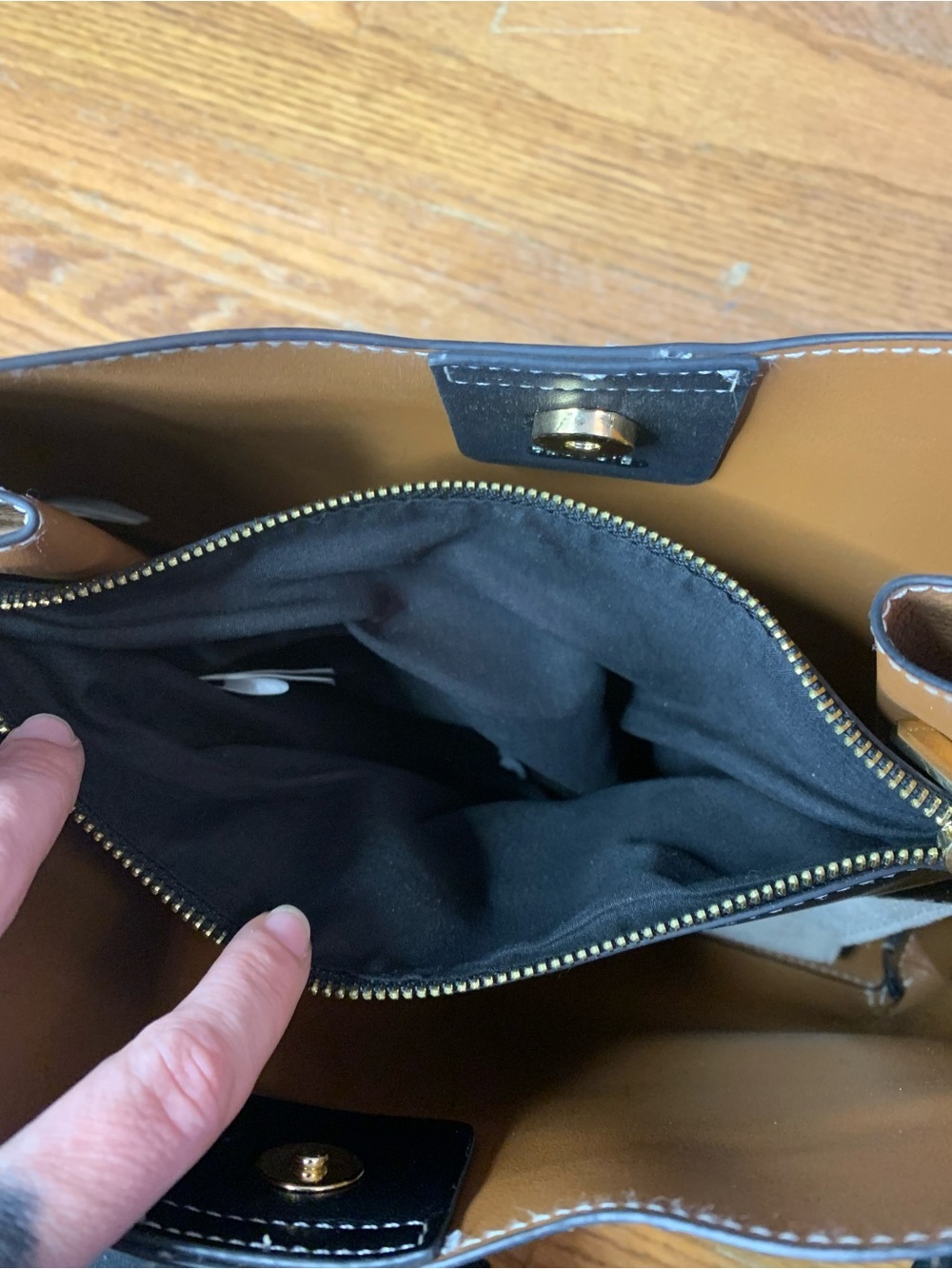 Parfois Tan & Black Two-Tone Faux Leather Tote Bag - Picture 7 of 15